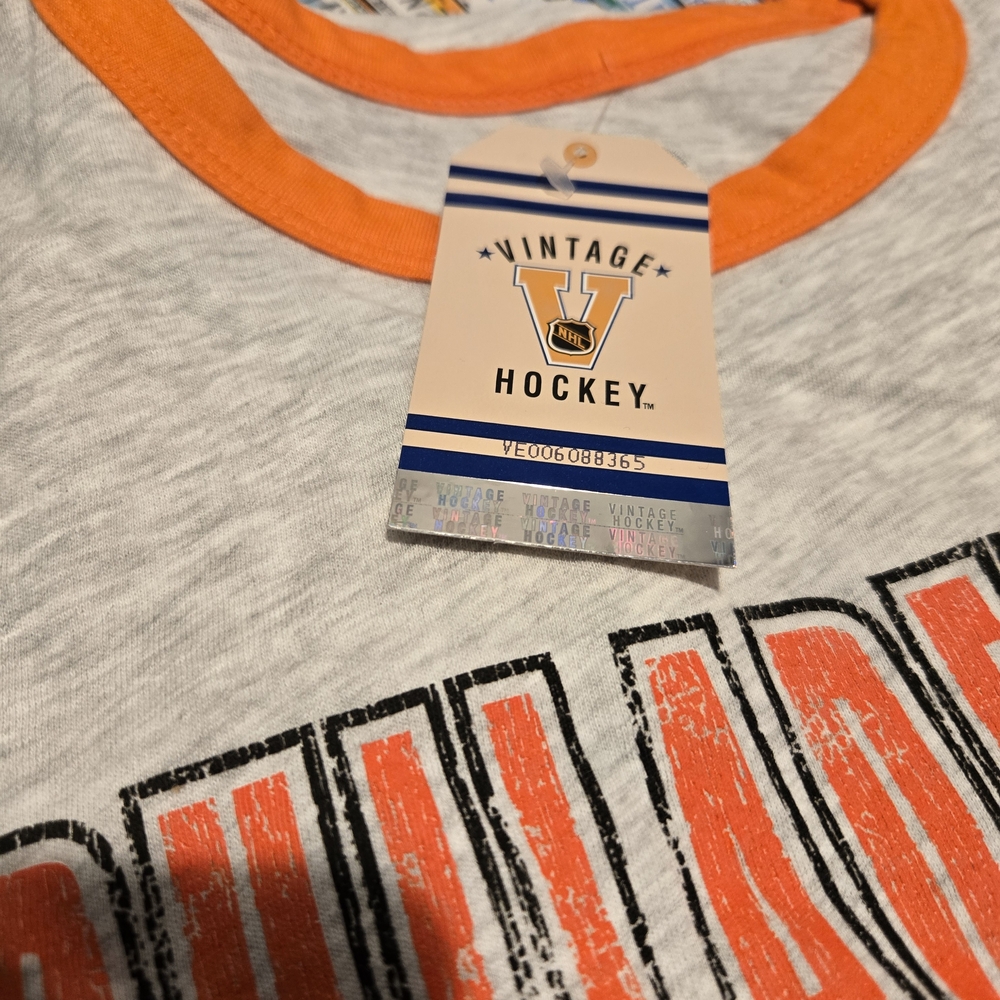 NHL Philadelphia Flyers Men’s Short Sleeve Sport Gray-Orange Shirt-Size XLarge - Picture 2 of 8